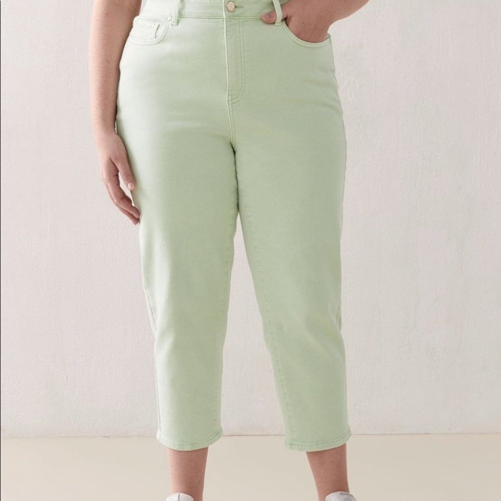 Addition Elle Women Mint Green Pastel Slim Leg Denim Plus Size 16